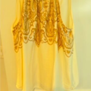 Lane Bryant Cream and Gold Blouse